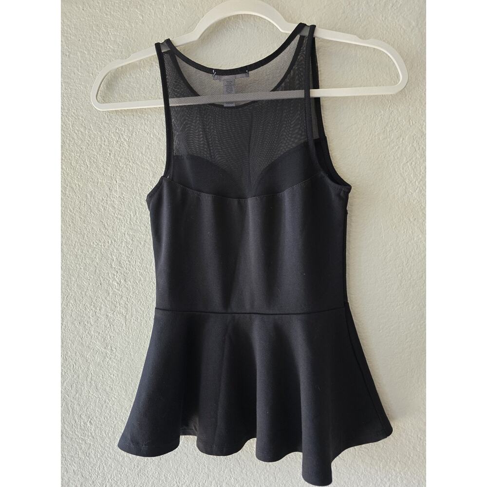 Ambiance Apparel black mesh peplum sleeveless blouse women’s regular size S - Picture 8 of 9